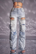 Load image into Gallery viewer, Rhinestones Cargo pants
