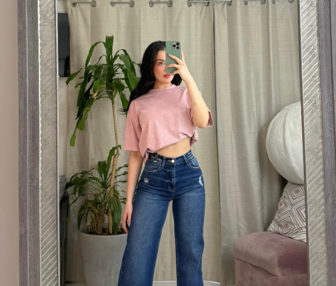 Rhinestones top (pink)