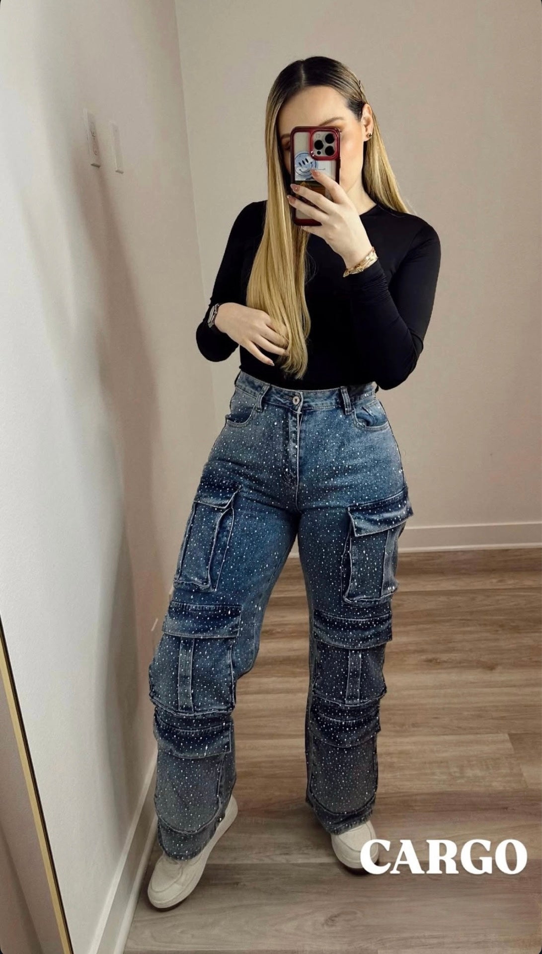 Rhinestones cargo pants